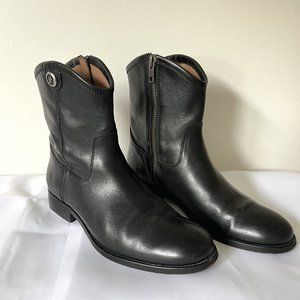 Frye Black Leather Ankle Boots